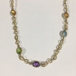14k Yellow Gold Fancy Link Necklace W/Birthstones